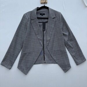Lulus Professionally Iconic Grey Plaid Open-Front Blazer Women's‎ Small NWT